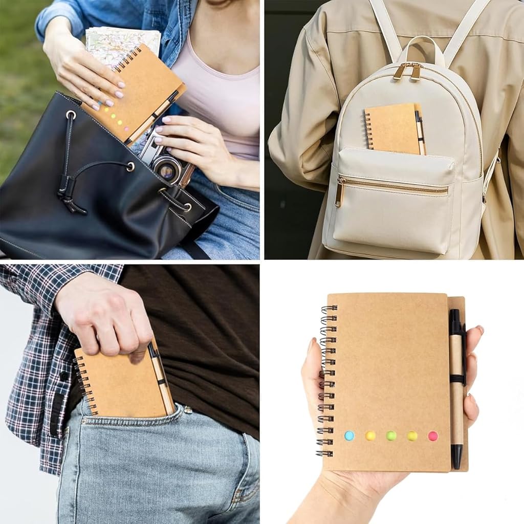 Climberty® 10Pcs Note Books 3 in 1 Convenient Notes Note Books Spiral Binding Journal Note Books with Convenient Sticky Notes and Labels Tags Office Appreciation Gift Motivational Gift Thank You Gift