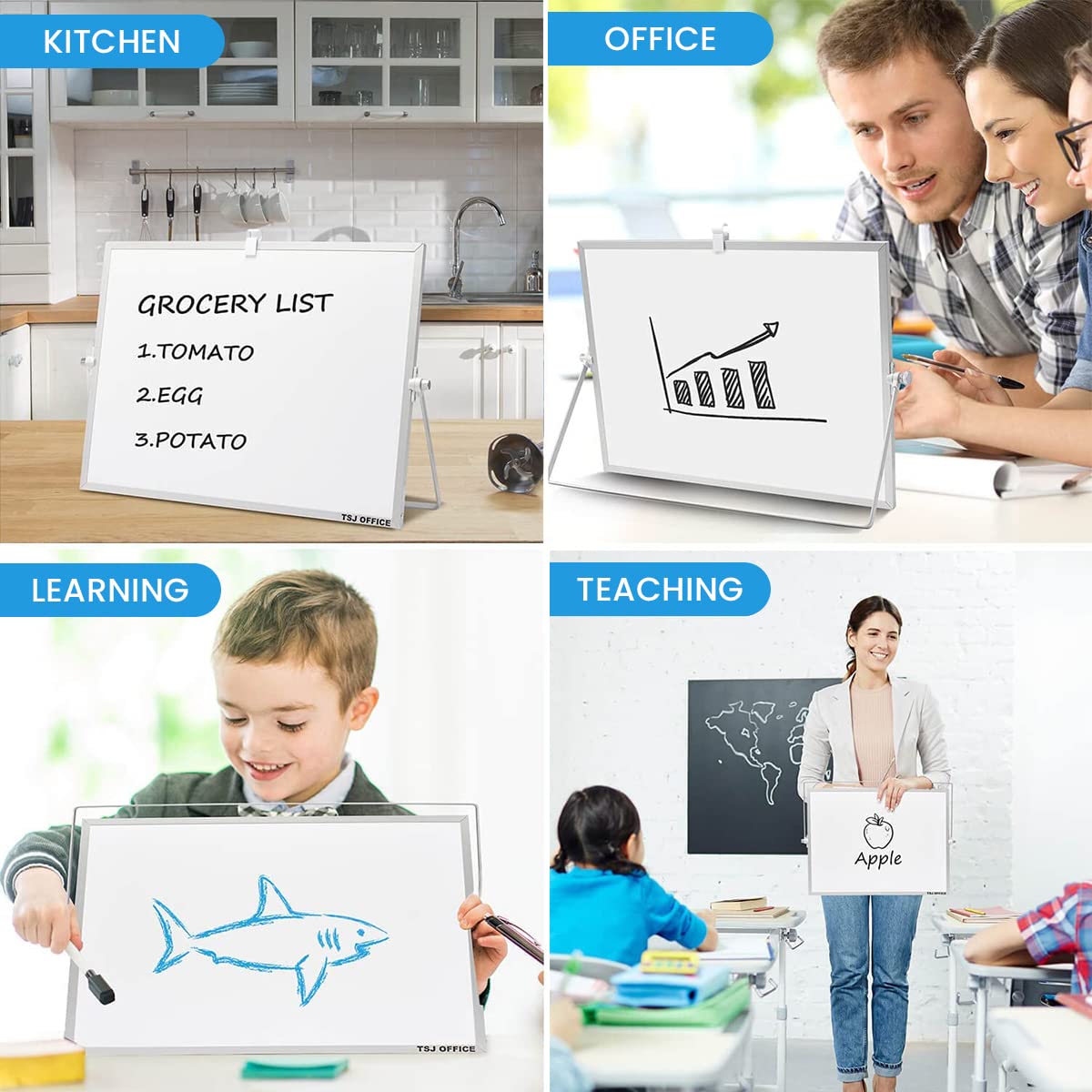 ZIBUYU® 10'' White Board, Flippable Double-SidedWhite Board with Aluminum Stand for Office, Home and School White Board to Do List/Memo White Board