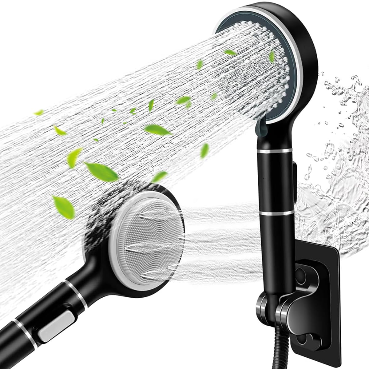 HASTHIP 2 in 1 Dual Sided Spa Shower Head with 5 Spray Modes and Water Stop Button | Built in Multi Layer Filtration System for Softer Water