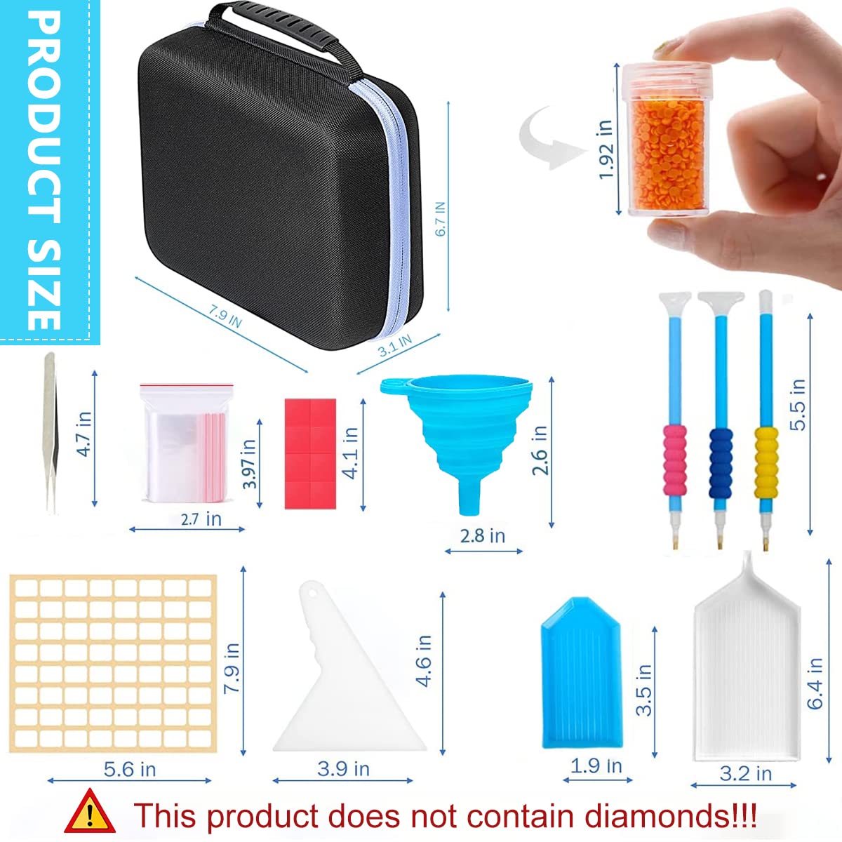 HASTHIP 5D Diamond Painting Tools and Accessories Kits with 30 Slots Diamond Painting Storage Container, Storage Bag, Diamond Painting Trays and Pens, Tweezer and Correction tools (Without Diamonds)
