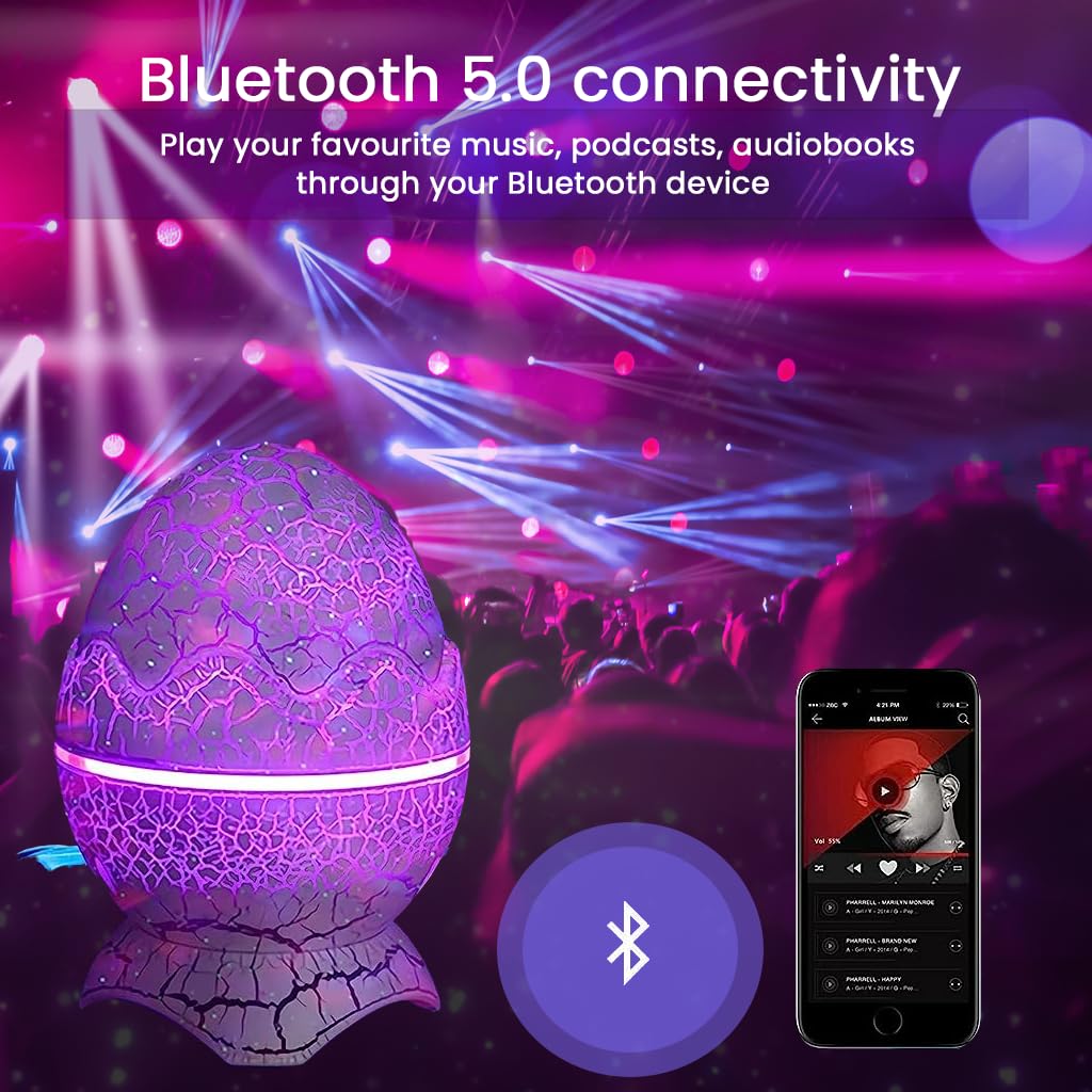 ELEPHANTBOAT Star Projector Light with Bluetooth Speaker and 19 White Noise | Remote Timer