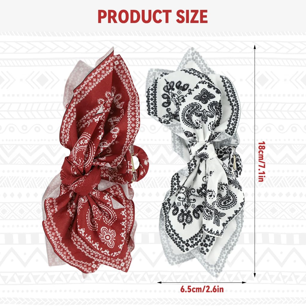 MAYCREATE Ribbon Hair Claw Clips for Women with Secure Grip and Acrylic Bow Charm | 2‑Piece Set