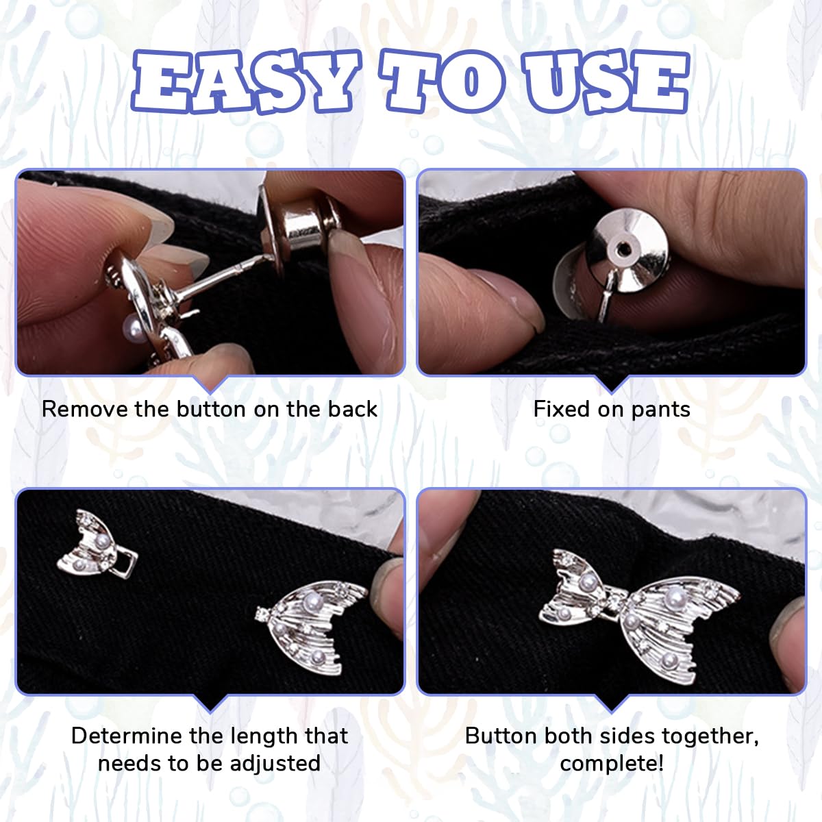 SANNIDHI Jeans Waist Tightener for Pants and Skirts featuring Fish Tail Buttons Set of 2