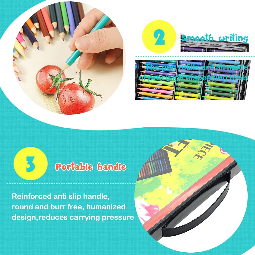 ZIBUYU Painting Drawing Kit for Kids with Wooden Case and 150 Pcs Art Supplies | Gift for Boys and Girls