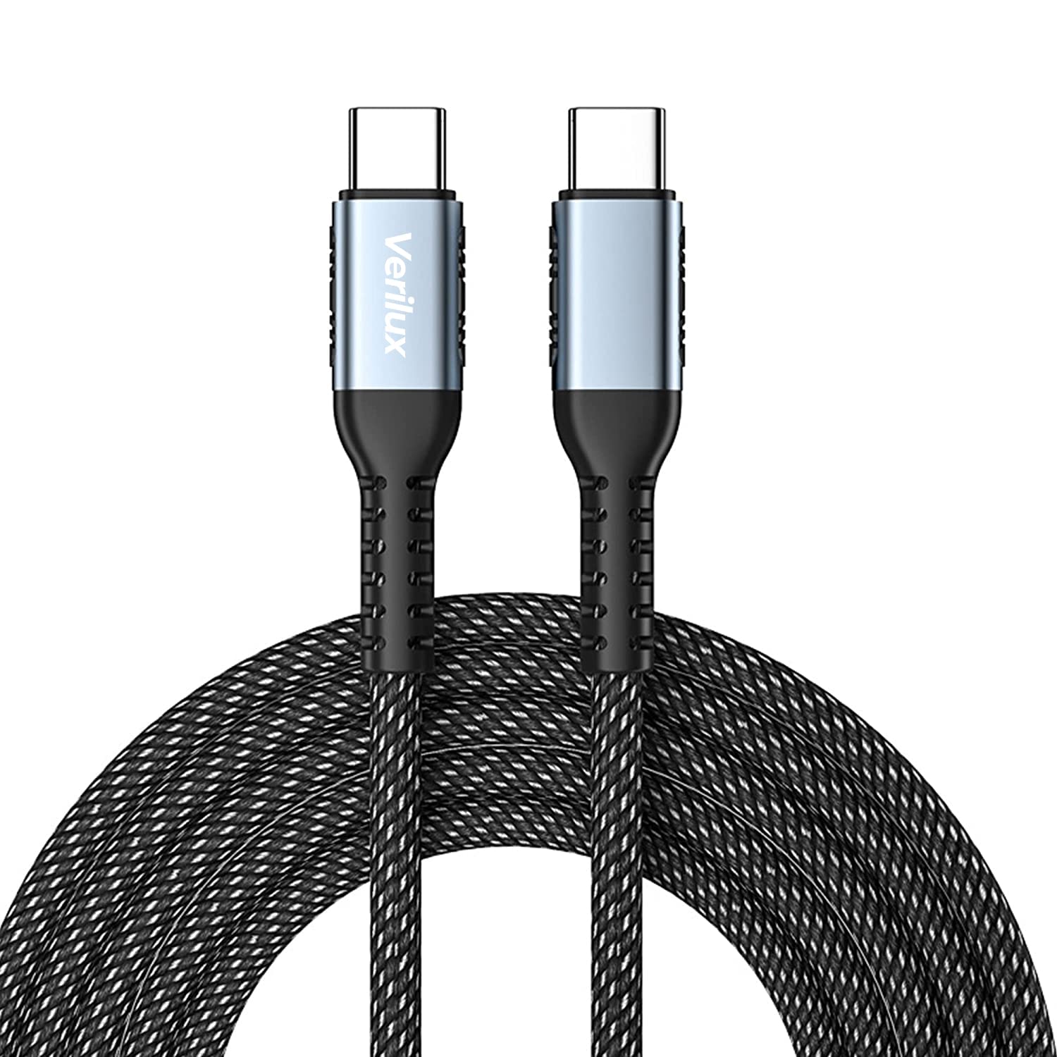 Verilux® Type C Cable Fast Charing 100W PD 5A 6.6FT, USB C to USB C Cable Zinc Alloy Nylon Braided Type Data Cable for MacBook Pro/Air, iPad Pro, Samsung S21 S20+ S10 Note 10 Google Pixel and More