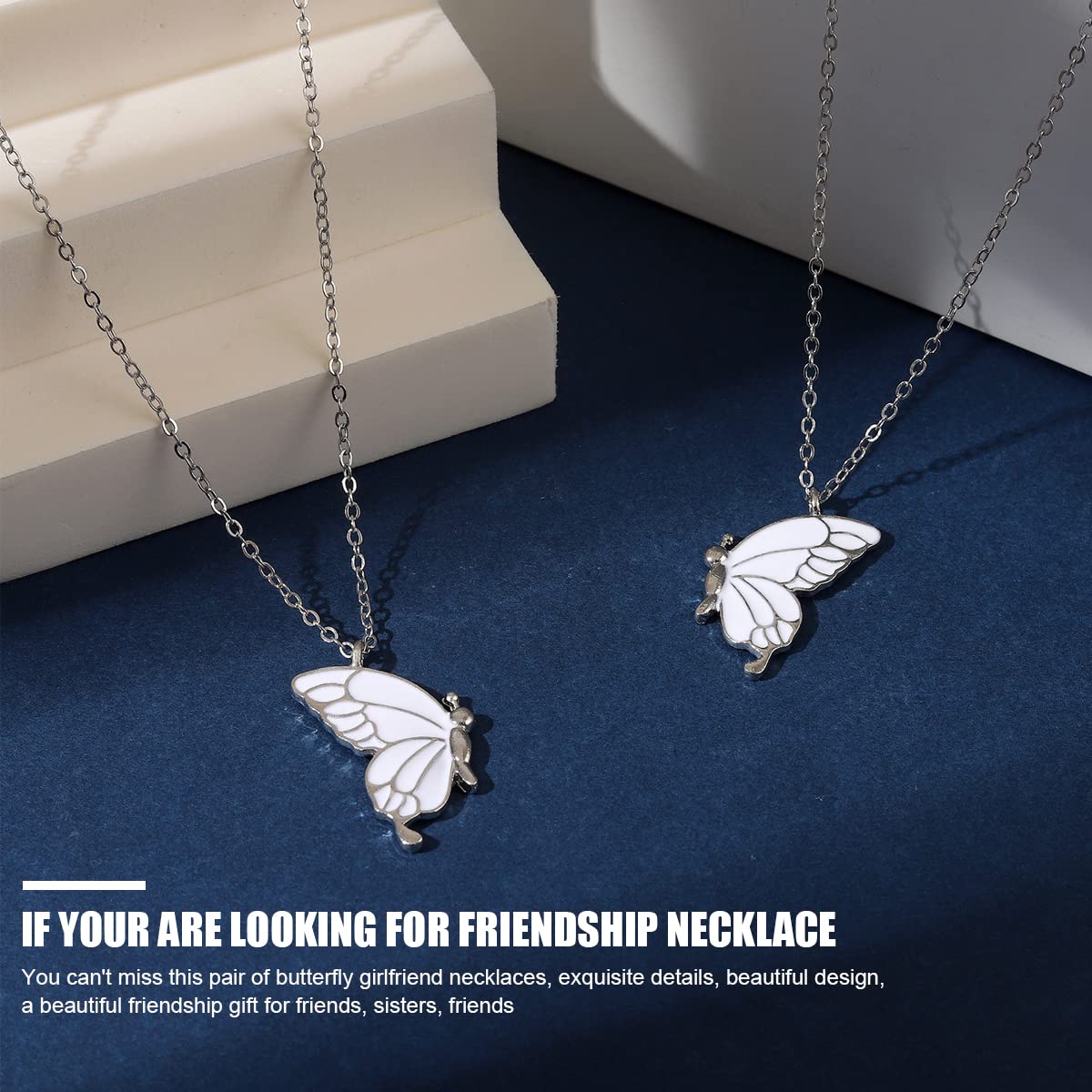SANNIDHI Butterfly Necklace for Women featuring 45+07cm chain & unity wing design | 2 pcs