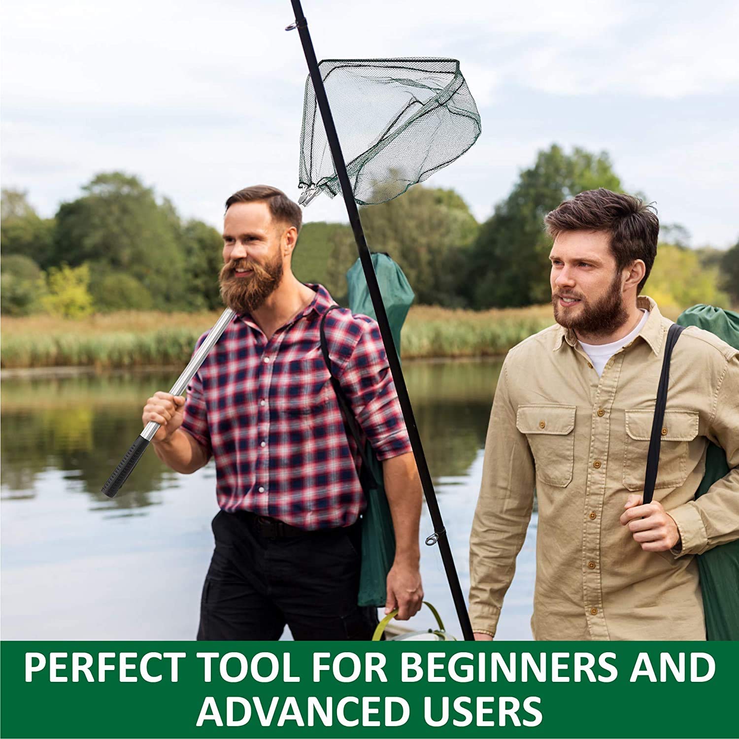 PROBEROS Fishing Landing Net for Freshwater and Saltwater with 66 in Telescopic Handle | Foldable Aluminum Alloy Design