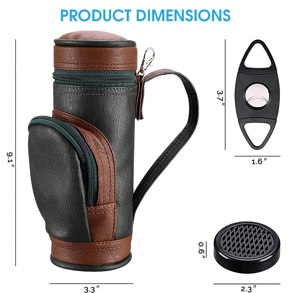 GUSTAVE Portable Travel Leather Cigar Case for 8 Cigars with Cedar Lining & Cutter | Gift for Men