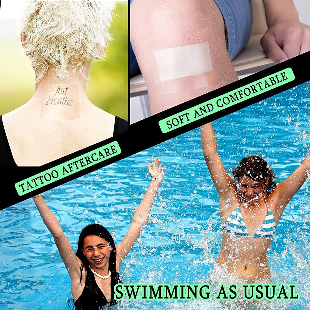 HANNEA Transparent Adhesive Bandage Dressing for Wound Care and Tattoo Aftercare 50pcs 5 x 6 in | Waterproof PU Film with Cuttable Grid Lines