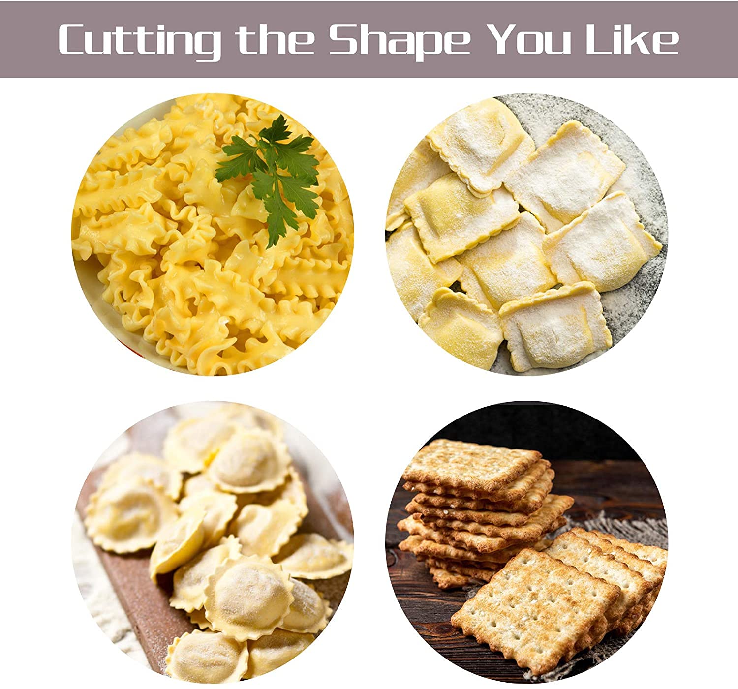 HASTHIP Ravioli Stamp Set for Pastry and Dough Making with 4 Cutters & Beechwood Handles