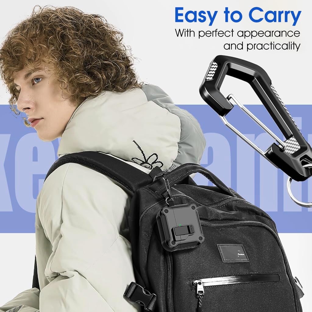 ZORBES Skin Cover for AirPods 4th Gen Charging Case with Safety Lock & Carabiner | Black TPU Anti Scratch Protection