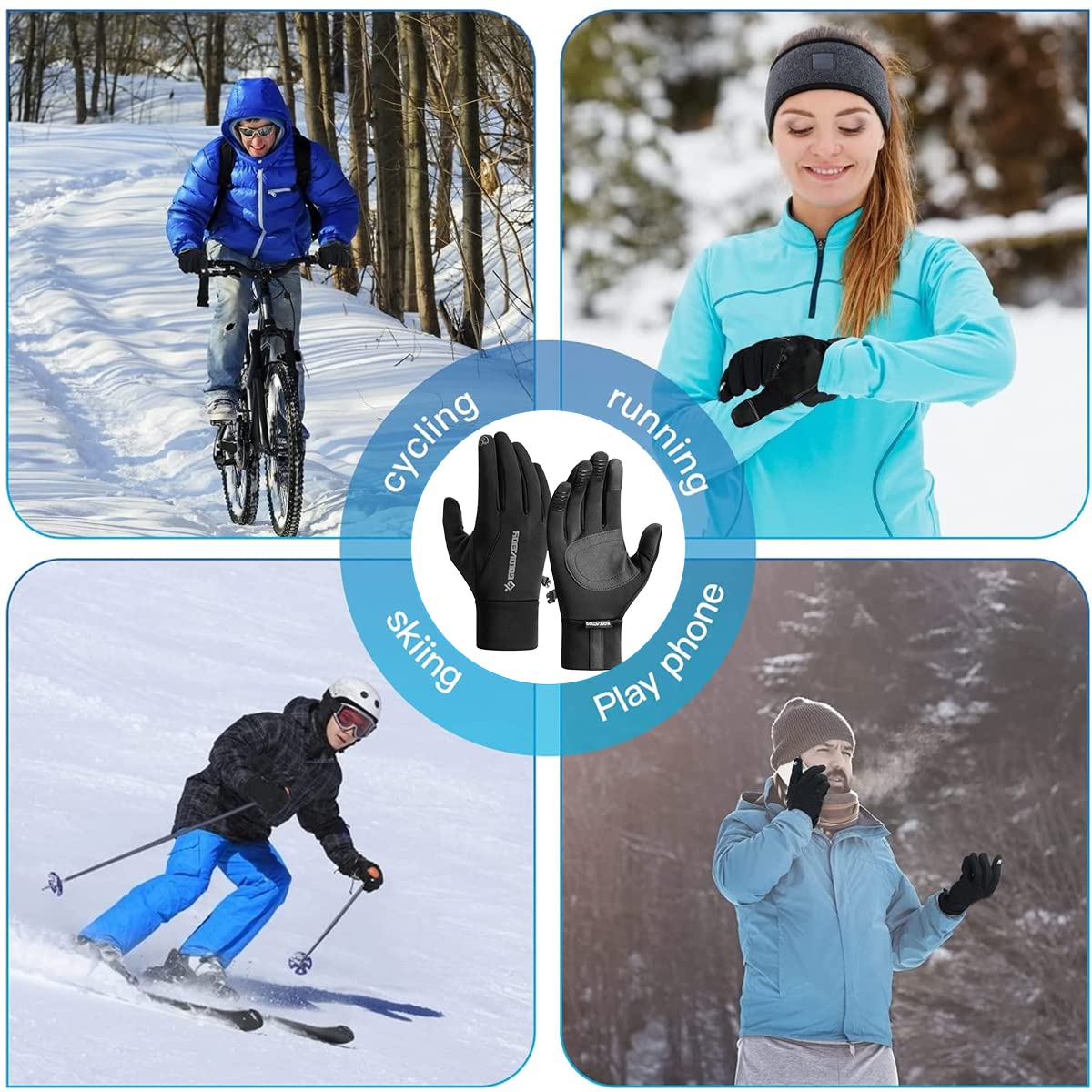 GUSTAVE Winter Gloves for Men and Women featuring 5 Finger Touchscreen Design | L Size 8–9 cm Palm