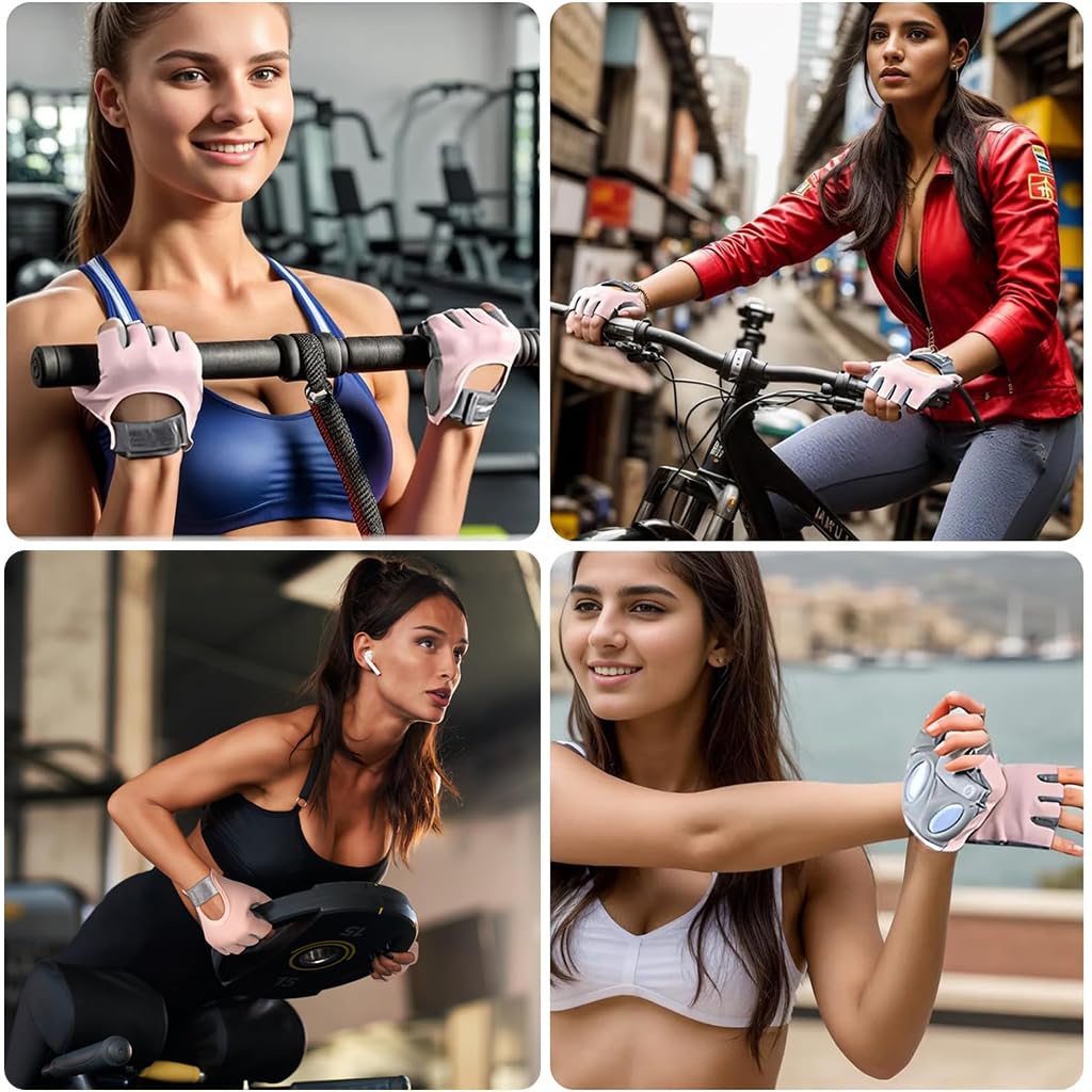 Proberos Women Workout Gloves for Gym and Crossfit with Anti Slip Silicone Pads | Breathable Fingerless Design
