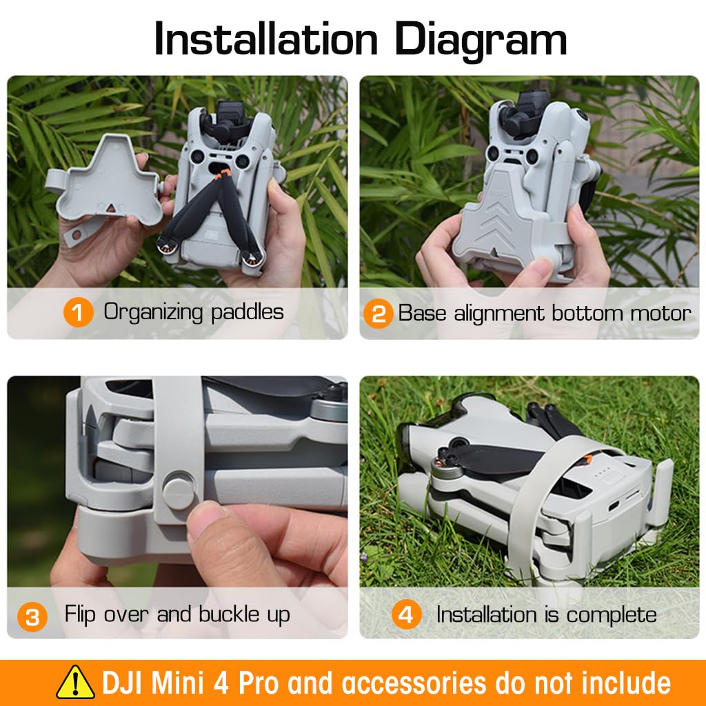 ZORBES DJI Mini 4 Pro Propeller Holder for Drone Protection with Snap Buckle & TPU Design