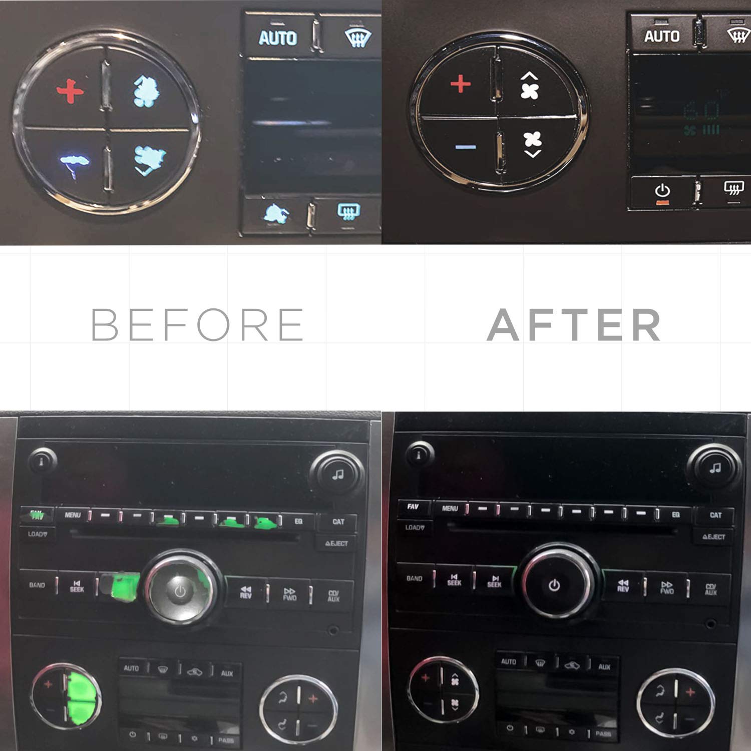 ZIBUYU AC Dash Button Sticker Repair Kit with 19 Icon Decals for GM Vehicles | Matte Vinyl