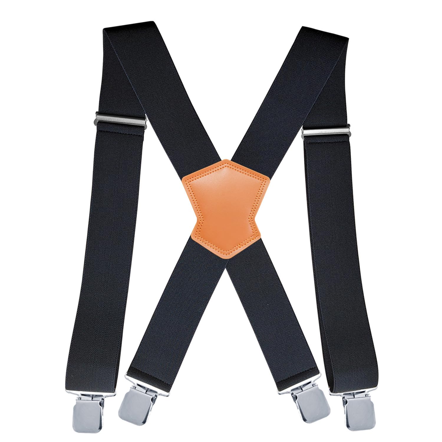 GUSTAVE® Men's Adjustable Suspenders with Strong Clips, Classic X-Back Elastic Braces with Leather Patch, Suspenders for Pants, Jeans & Formal Wear
