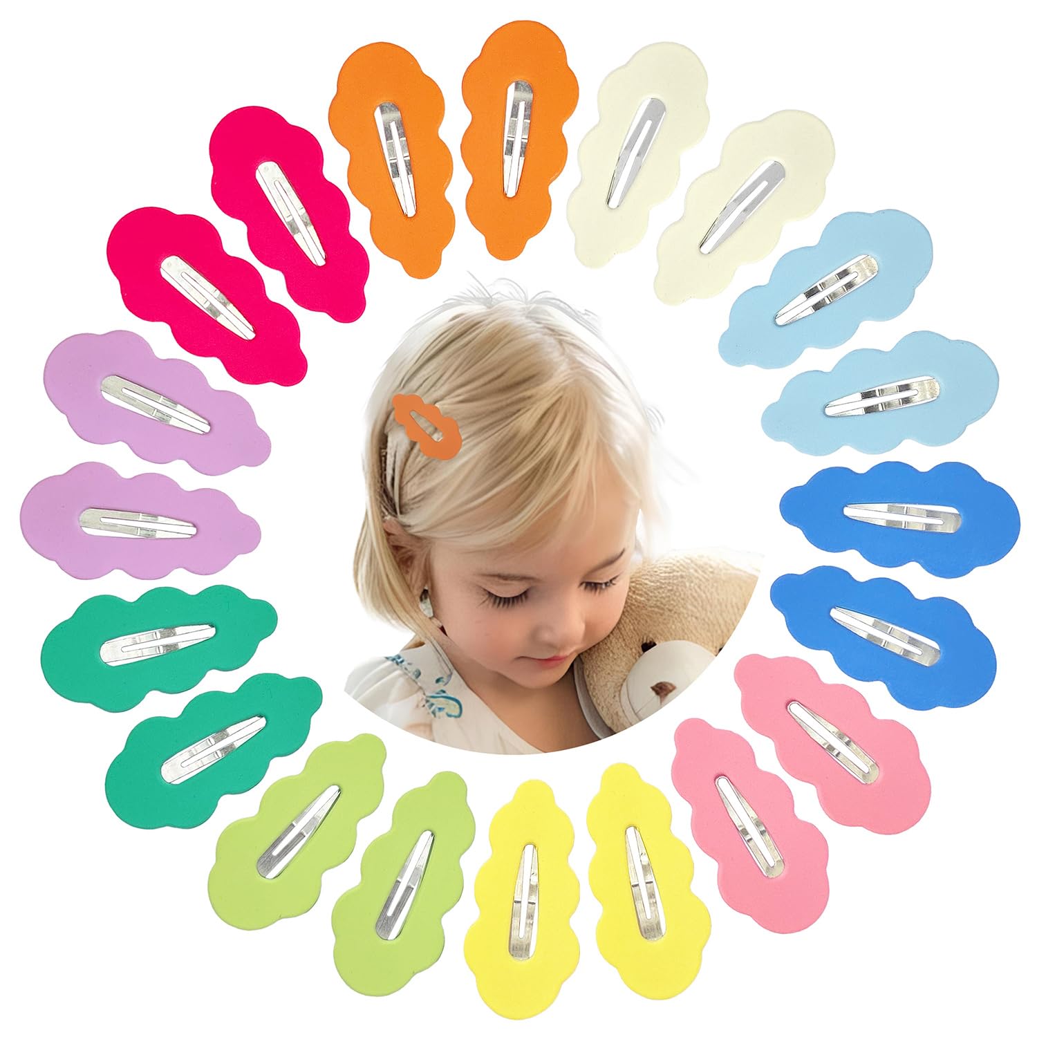 SNOWIE SOFT® 40Pcs Colorful Hair Pins Hair Clips for Little Girls, 10-Colors, Y2K Colorful 2'' Metal Snap Clips Decorative Childrens Hair Clips