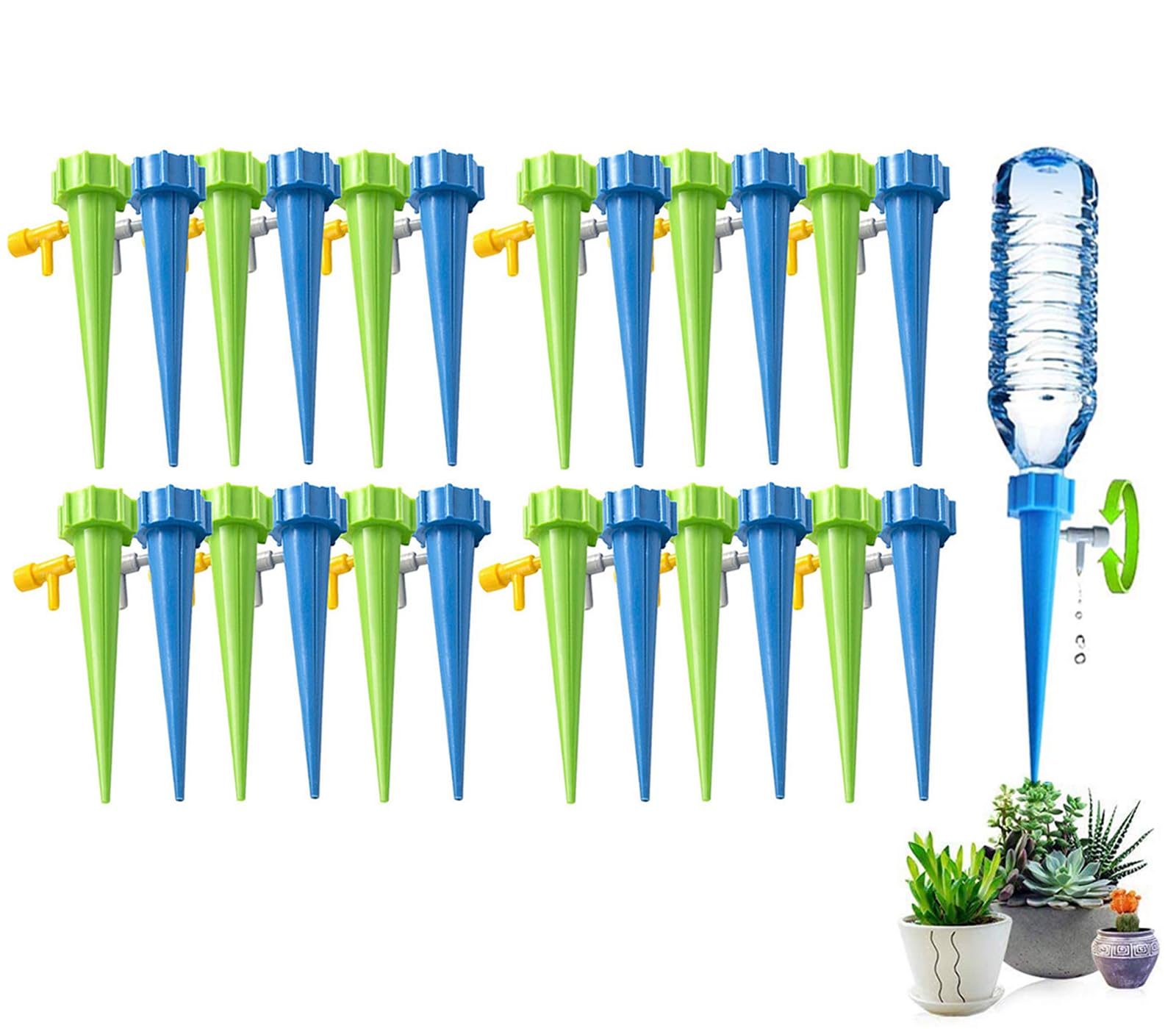 HASTHIP® Plastic 24 Pcs Drip Irrigation Kit For Home Garden, Self-Watering Spikes For Plants, Automatic Plant Water Dropper