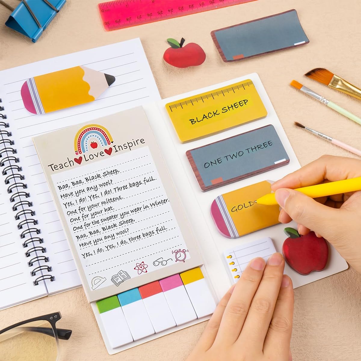 Climberty Teacher Gift Set with 3 Ballpoint Click Pens and Creative Convenience Notes | Appreciation Gift for Beloved Educators
