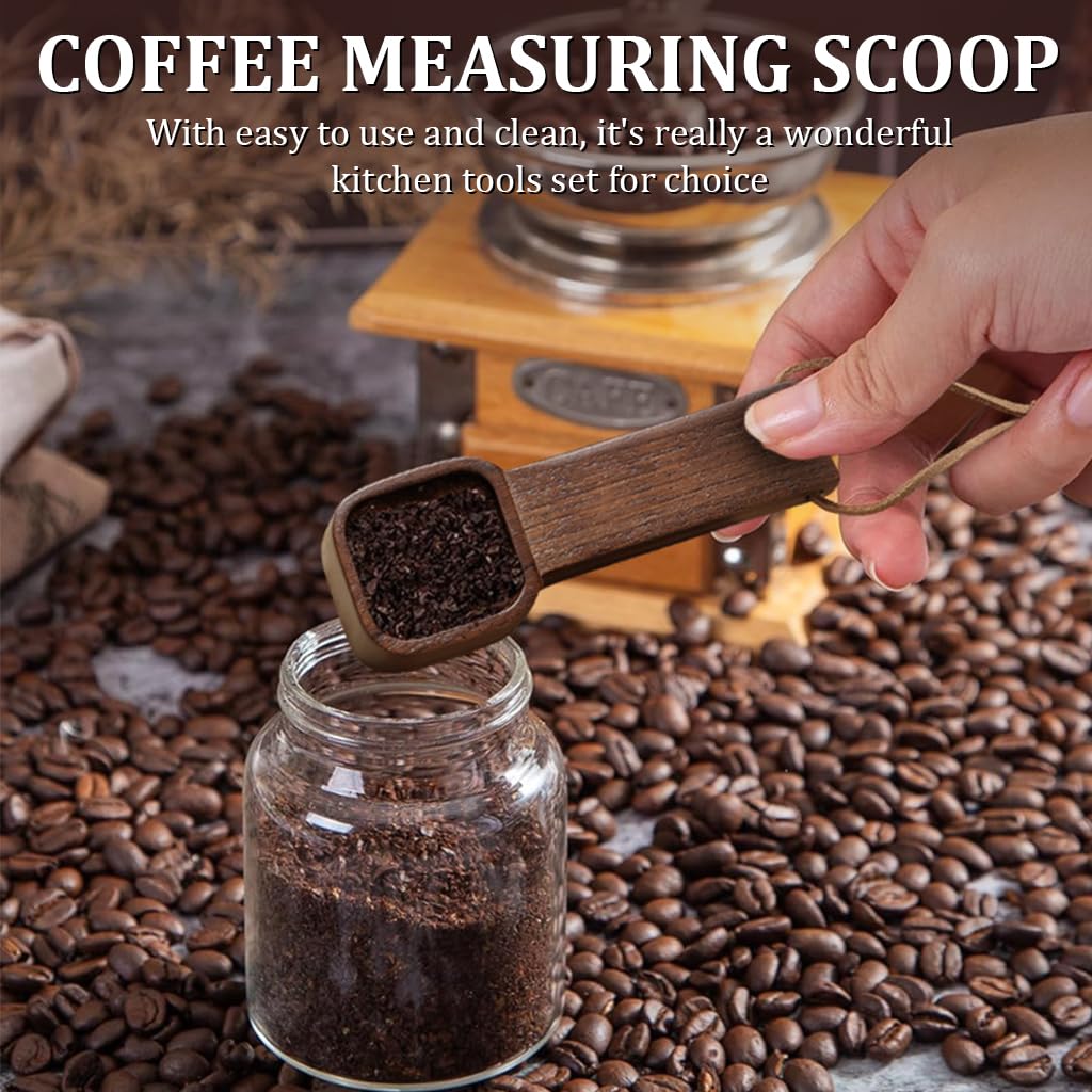 Supvox Wooden Coffee Bean Spoon for Measuring 10g | Square Shape with Ergonomic Handle