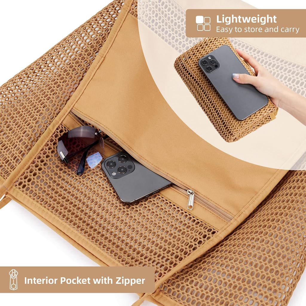 ZIBUYU Beach Tote Bag for Pool and Travel with Reinforced Handles and Nylon Mesh | Sand‑Resistant and Quick‑Dry Design