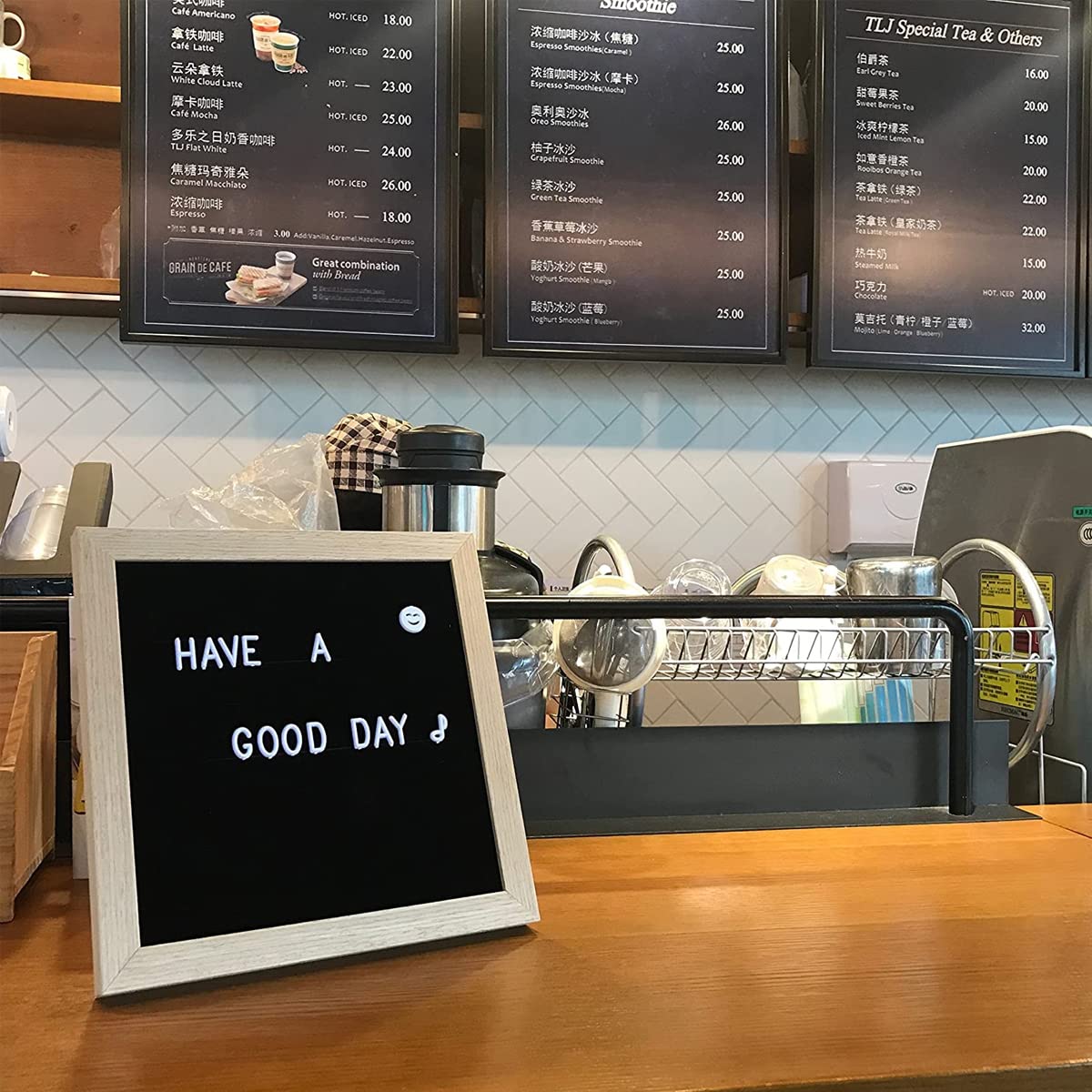 Climberty Felt Letter Board for Home and Event Messages with 20 LED Lights and 340 Letters | Wooden Stand Decor