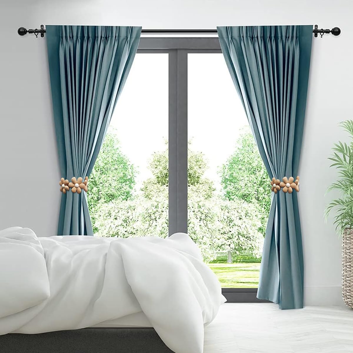 HASTHIP Curtain Tie Backs for Home Decor featuring Button Design and Cotton Fabric | 2 Pack