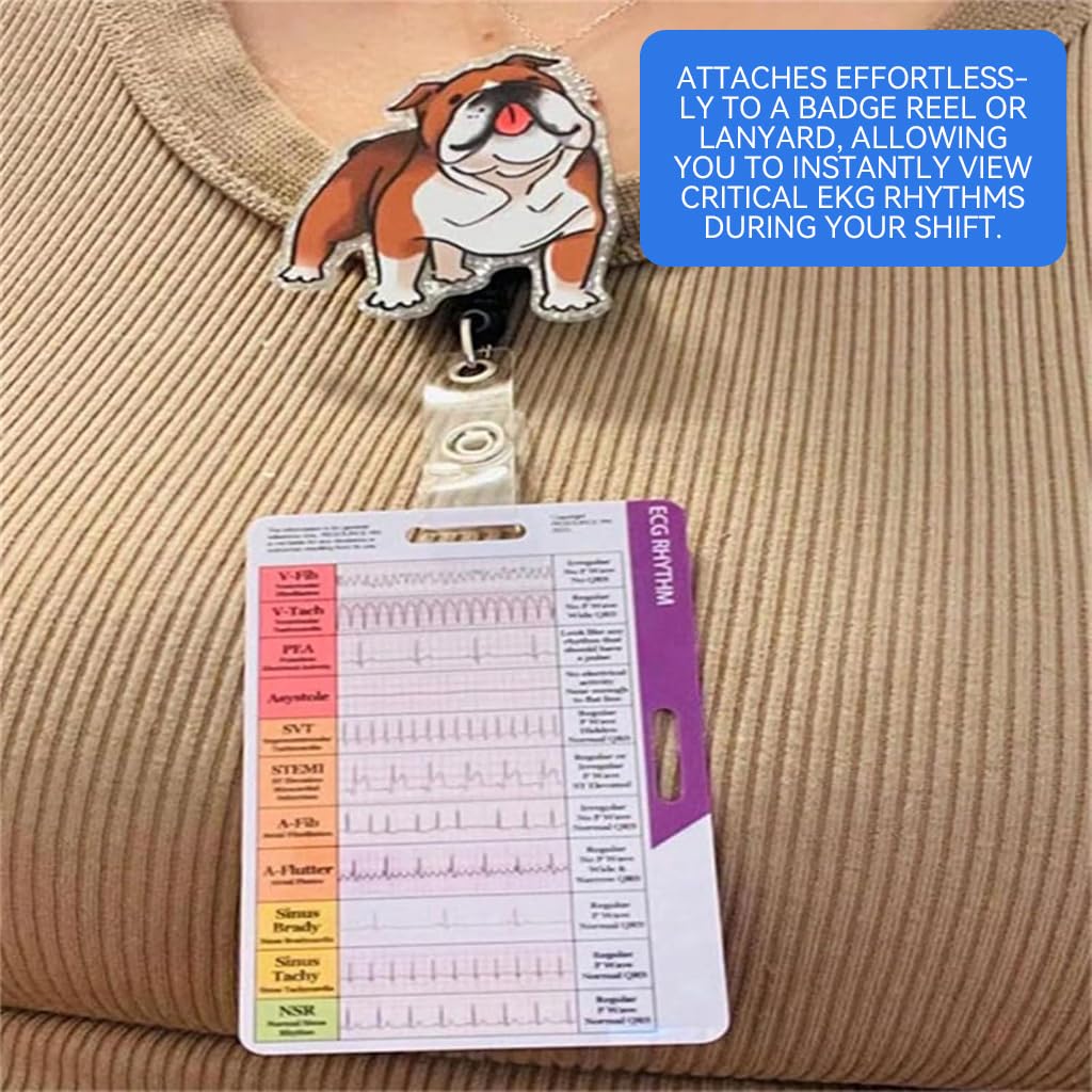 OFIFO EKG Rhythm Pocket Card for Quick Self-Check with Dual-Sided Guide | Compact Reference for Medical Professionals