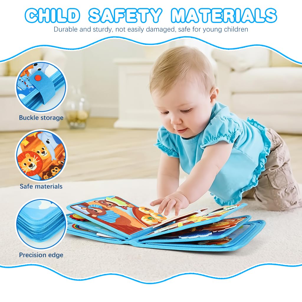 SNOWIE SOFT Toddler Busy Board for Travel with 14 in 1 Montessori Activities | Green Fabric