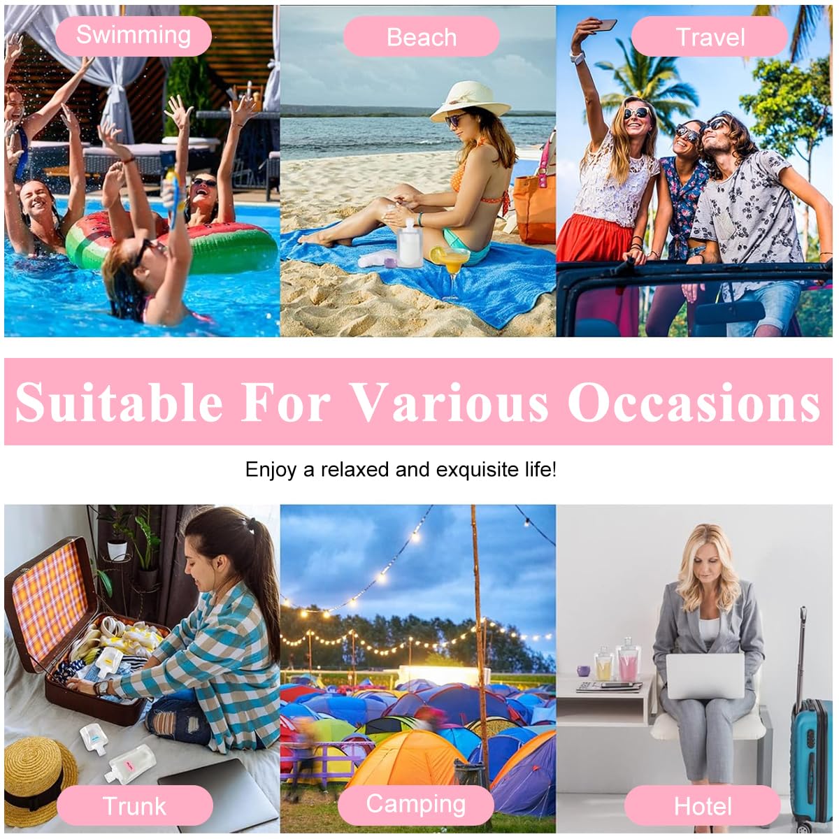 MAYCREATE Travel Bottles Set for Toiletries with 18 Pcs 3 Sizes and Leak Proof Screw Caps