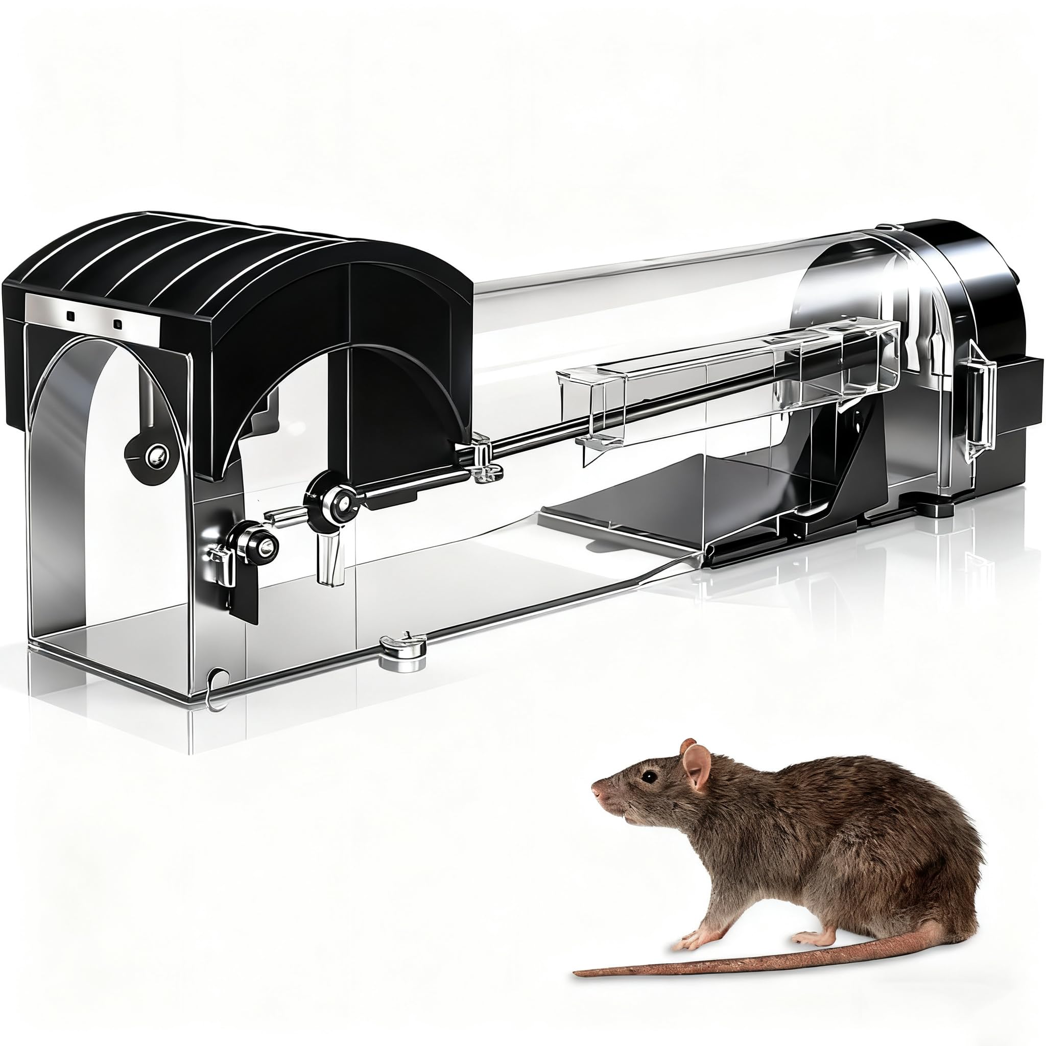 Optifit Rat Trap Cage for Indoor and Outdoor Use with 12.4 in Channel and Quick Response | Humane Reusable Catcher