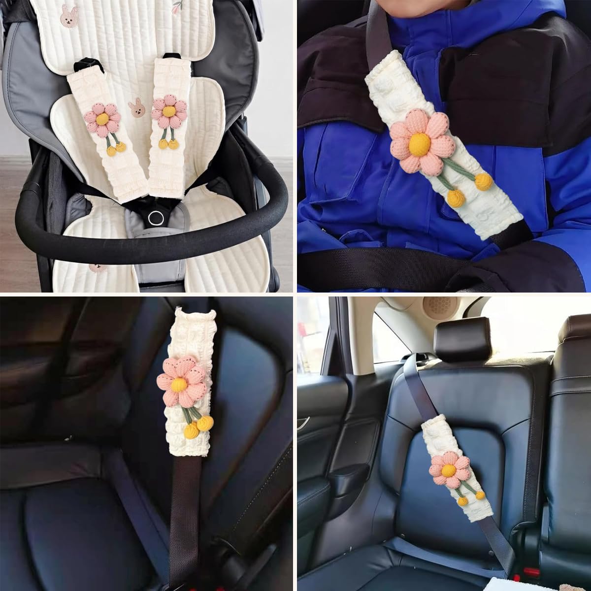 STHIRA Car Seat Belt Covers for Comfort and Style with 9.4 in Pads & Hook and Loop Closure | Soft Shoulder Protectors