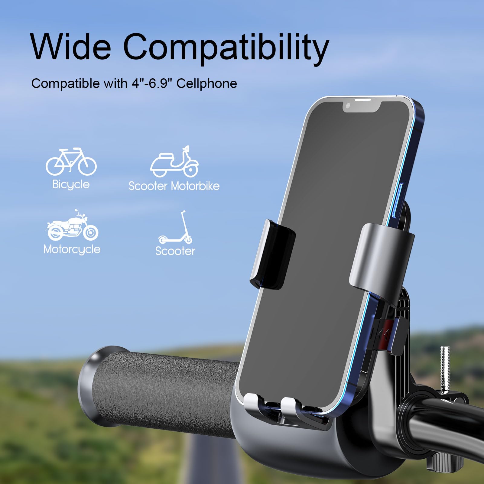 ZORBES Riding Phone Mount for Bikes with 360° Rotation and Screw-Fixed Handlebar | Anti-Slip 6-Claw Holder for Most Smartphones