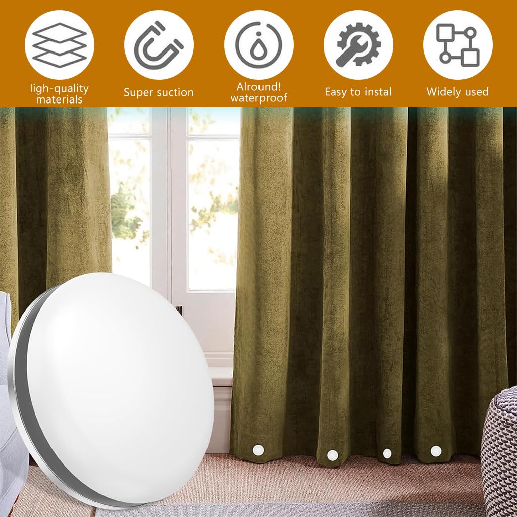 HASTHIP® 10 Pairs Magnetic Shower Curtain Weights, Metal Magnetic Curtain Button Curtain Holdback Button Strong Drapery Magnetic Button to Keep Curtain Closed for Home Bedroom Office Curtain (White)