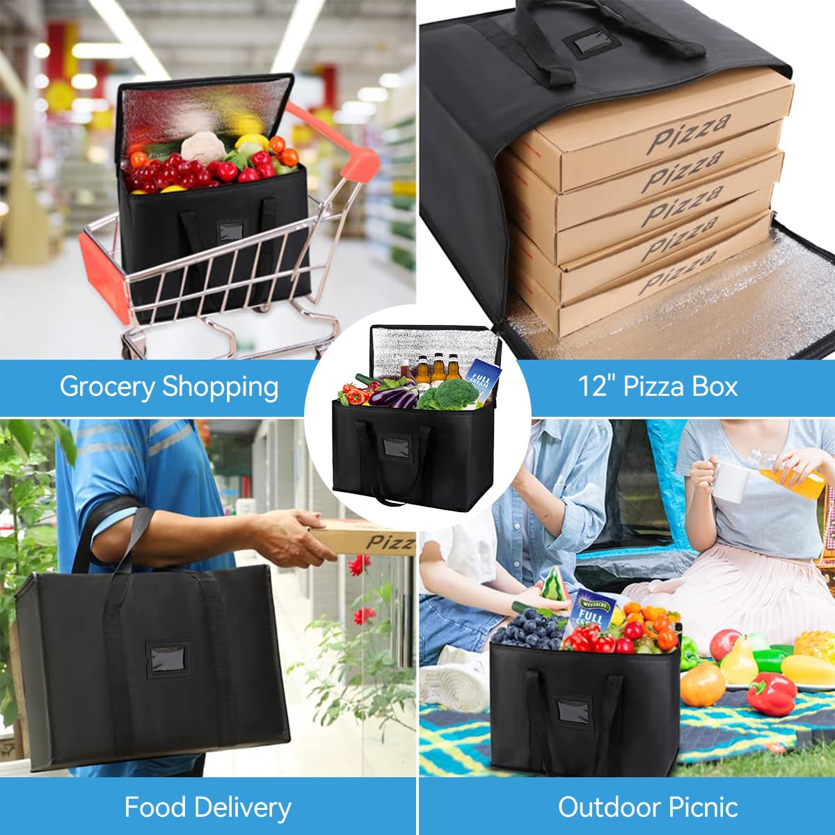 ZIBUYU Kitchen Organizer Bag for Grocery and Picnic Featuring 40L Capacity | Collapsible Waterproof Insulated Design