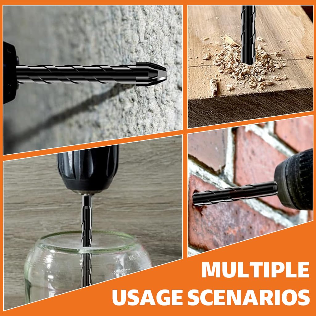 Serplex Drill Bit Set 12 pcs for Tile Brick Concrete and Glass | Tungsten Carbide 4 Blade Design