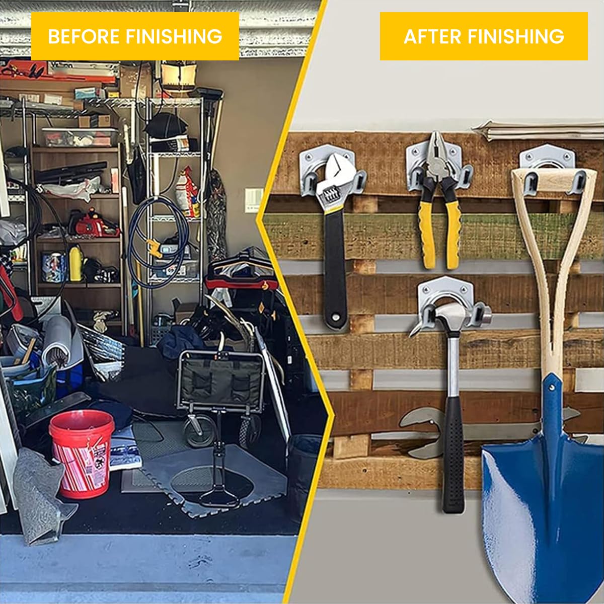 Serplex Wall Hooks for Garage and Kitchen with Dual Hook Design and 10Pcs Metal Set | Includes Screws and Anchors