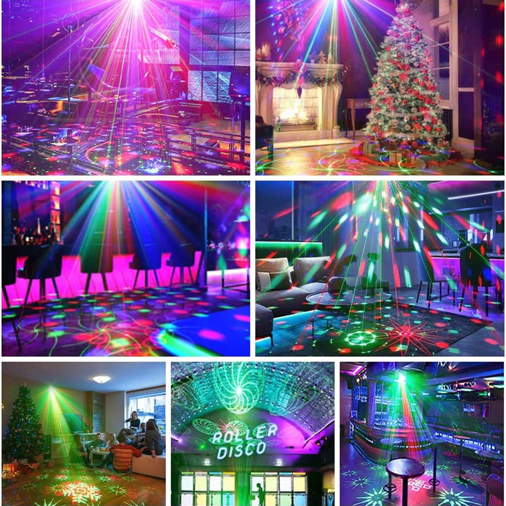 ELEPHANTBOAT DJ Party Disco Light for Home with 12 Pattern Laser and RGB LED Ball | Remote Control Sound Active Mode