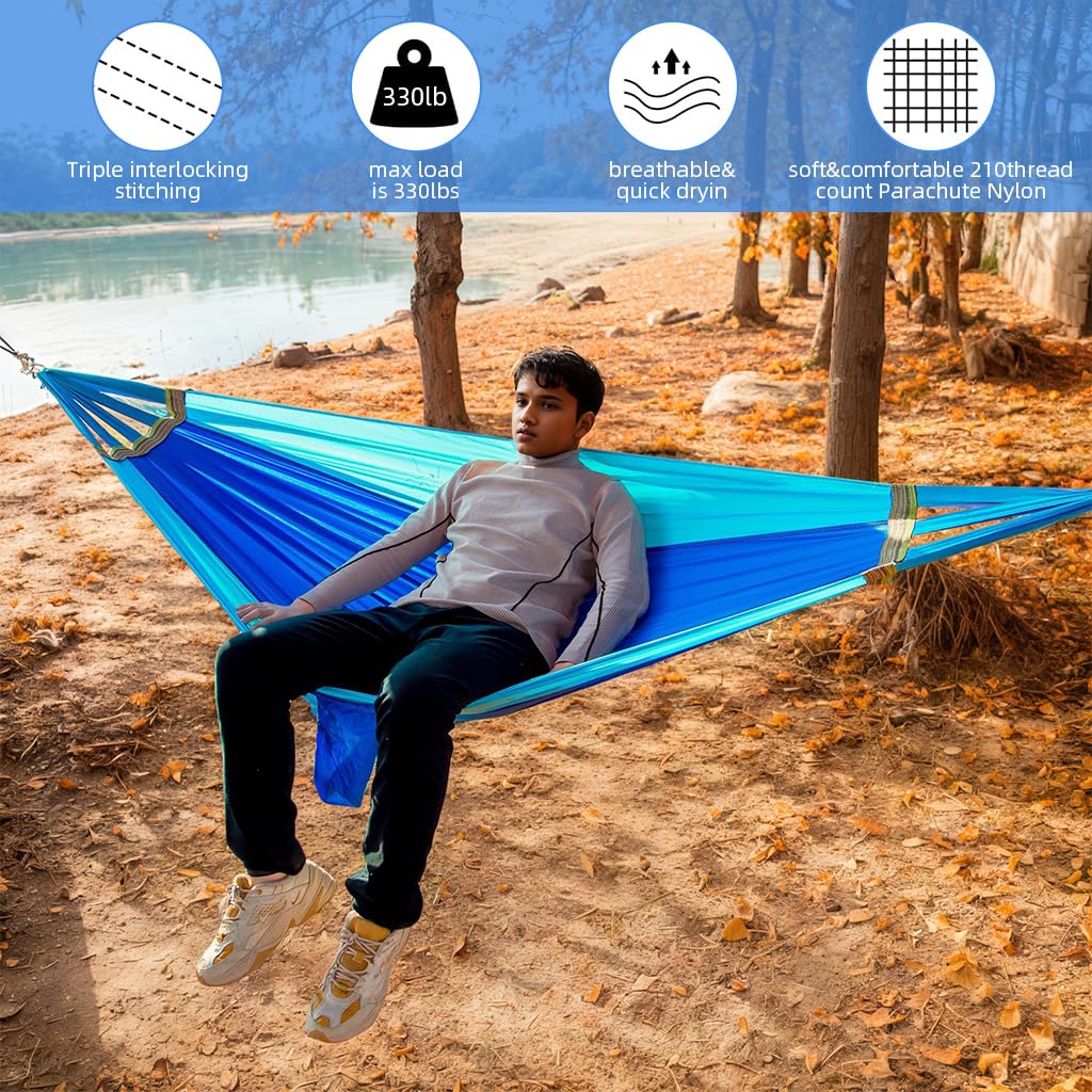Proberos Hammock for Camping and Backyard Use with 330lbs Support and Parachute Nylon | Quick Setup Rope and Portable Bag