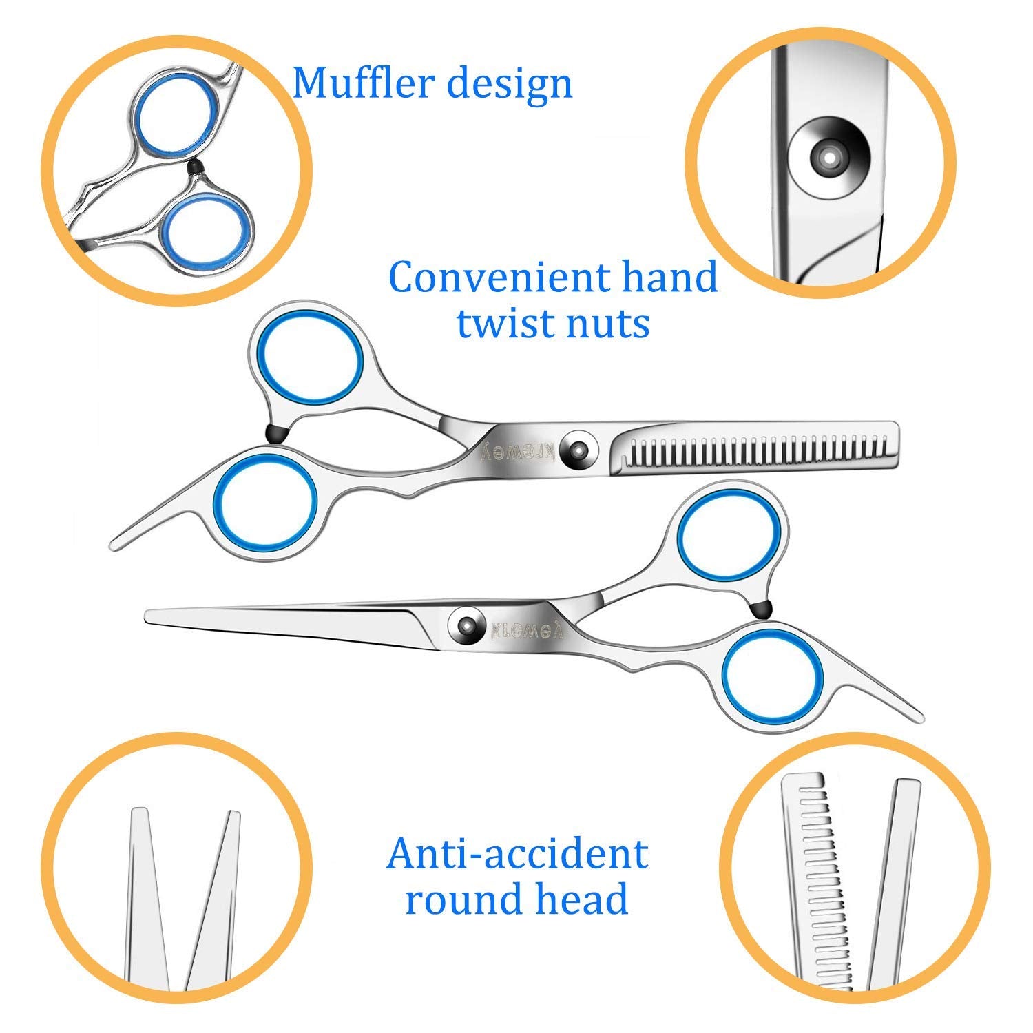 MAYCREATE® Hair Cutting Tools Scissors for Hair Cutting Professional Salon Barber Scissors with Double Thinning Scissor Stainless Steel Home Hair Cutting & Styling Scissor Tools