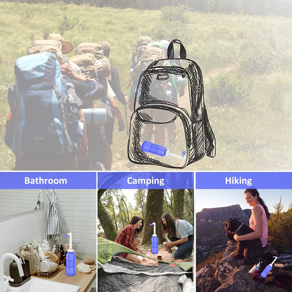 HANNEA Portable Bidet Spray for Toilet with 450ml Soft EVA Bottle featuring Angled Nozzle | Travel and Postpartum Hygiene