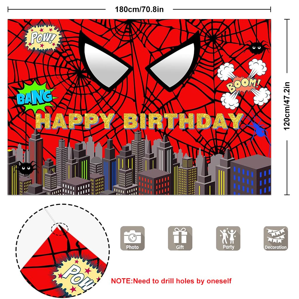 HANNEA Superhero Birthday Backdrop for Kids Party featuring HD Printing & Vinyl Material 6×4ft