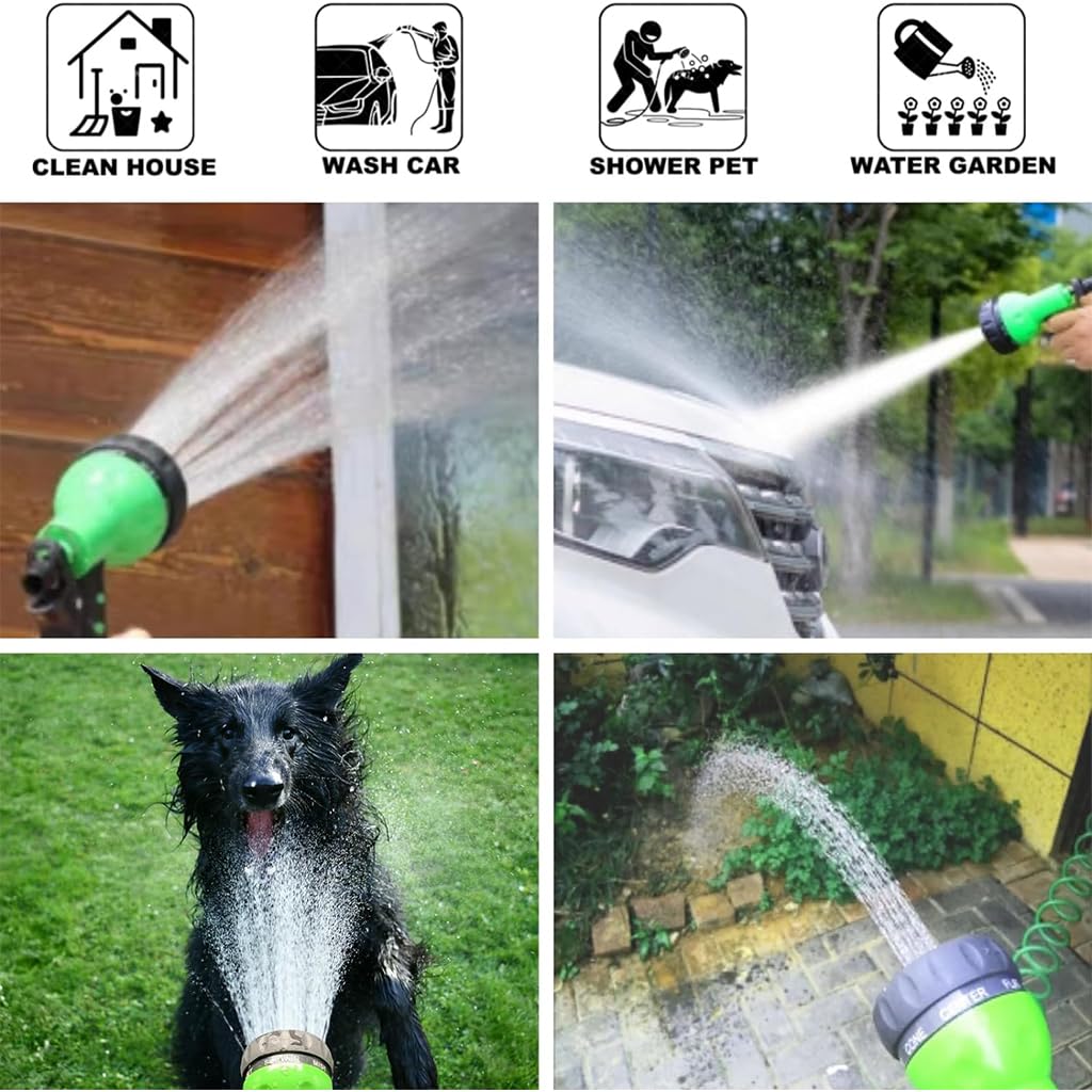 HASTHIP® 50ft/15m Garden Hose Pipe with 7 Function Sprayer Gun, Expandable EVA Lightweight Anti-Kink Flexible Water Hose with 3/8'' Quick Connector & Sprinkler for Home Garden Car Washing Pet Bathing