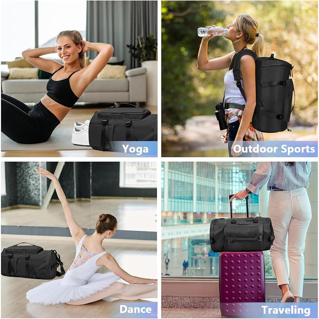 GUSTAVE Gym Duffle Bag for Travel and Fitness with Shoe Compartment and Waterproof Nylon | Minimalist Backpack for Men and Women