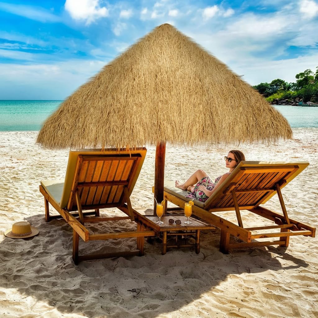 HASTHIP Synthetic Thatch Roof Panel for Tiki Bar Gazebo and Garden | 50×200cm Roll with Anti Slip UV Resistant Design