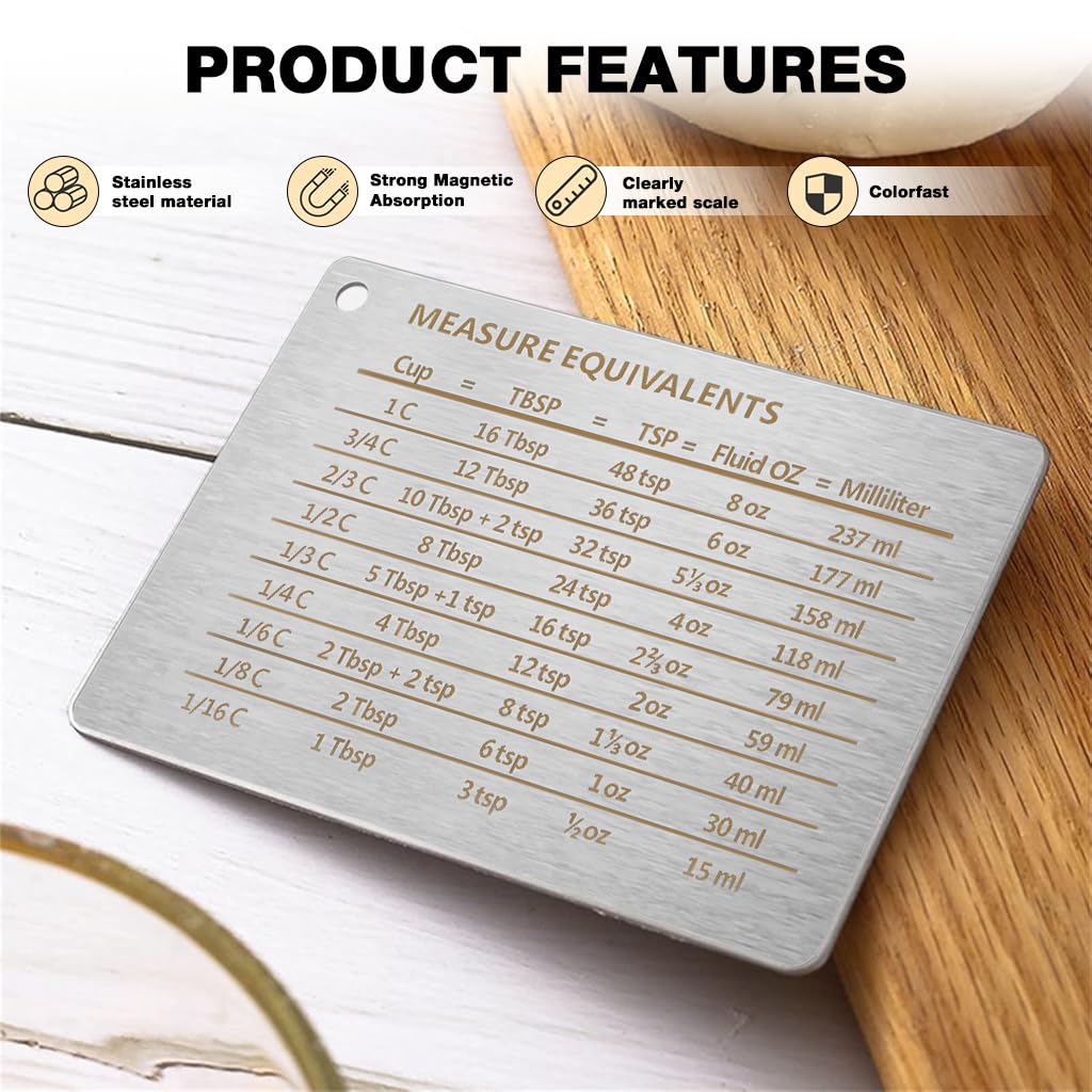 Supvox Stainless Steel Fridge Magnet with Scale Plate for Kitchen | Unit Conversion Table