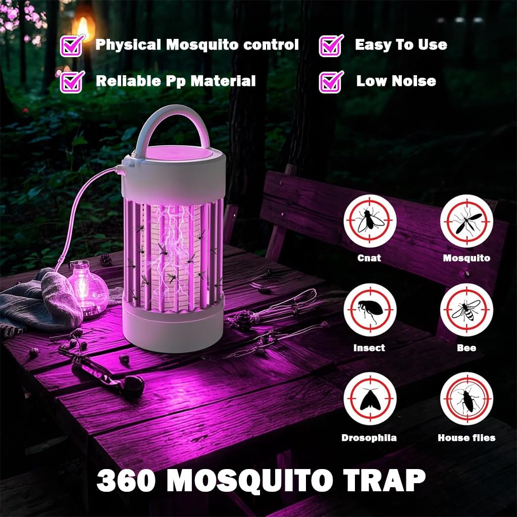 HASTHIP Electric Mosquito Killer Lamp for Indoor and Outdoor Use with Folding Handle | USB Powered and Chemical Free
