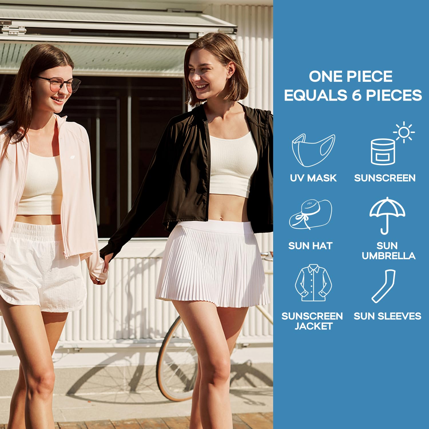 Venzina Women's UPF 50+ Athletic Jacket for Outdoor Hiking with Cooling Fabric and Ponytail Hood