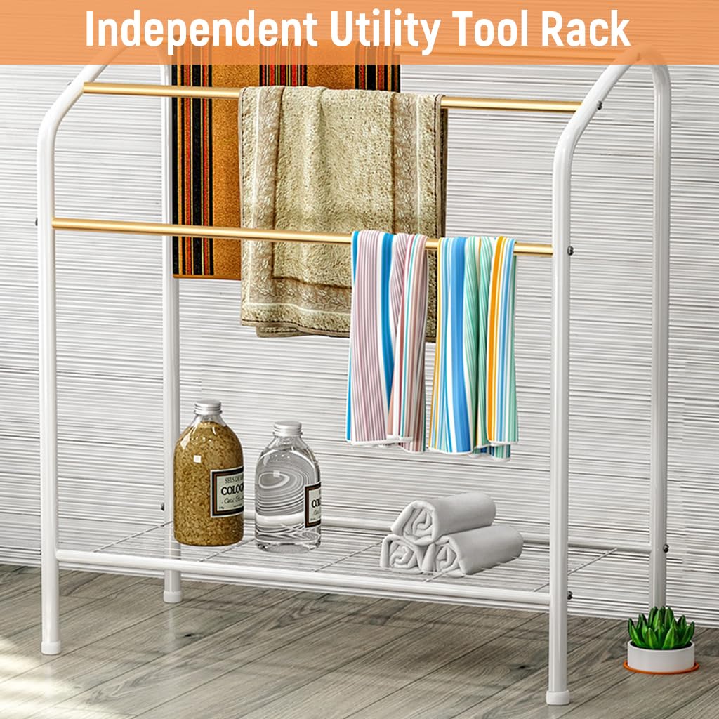 HASTHIP Towel Rack for Bathroom and Balcony featuring Triplet Stepped Bars | 75.2x31.2x73 cm Metal Frame