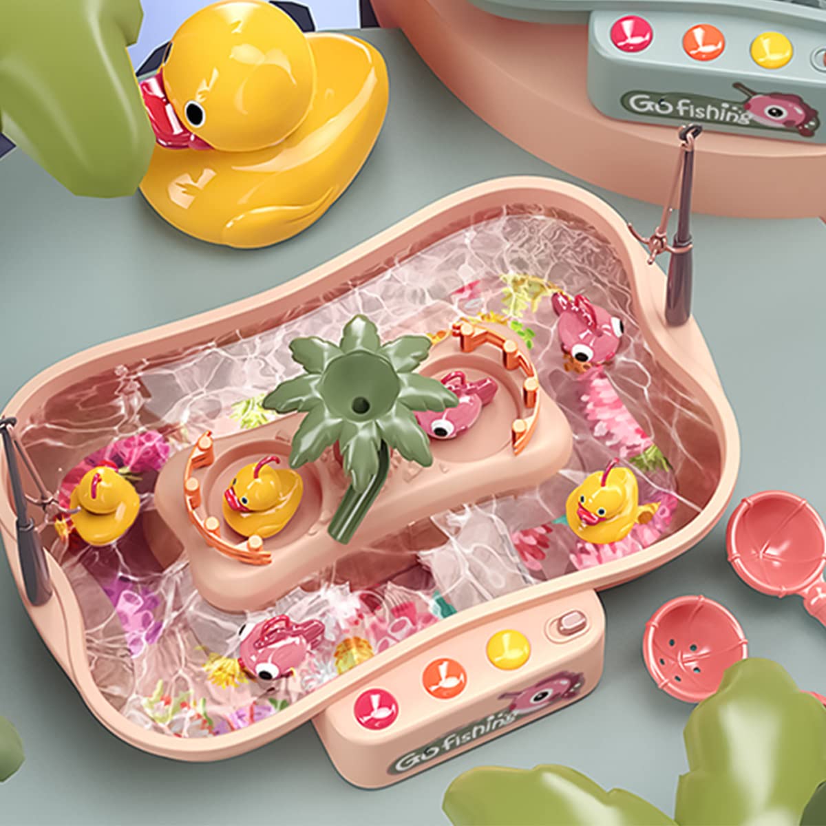 PATPAT Fish Toys for Kids featuring Electric Fishing Pond Set with 2 Rods and 3 Ducks | Musical Bath Toy for Ages 3 to 8